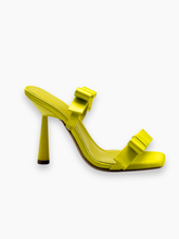 Lime Satin Double Bow Sandals -  | dBlank