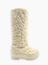 Ivory Tall Boots in White Shearling with Chunky Sole -  | dBlank