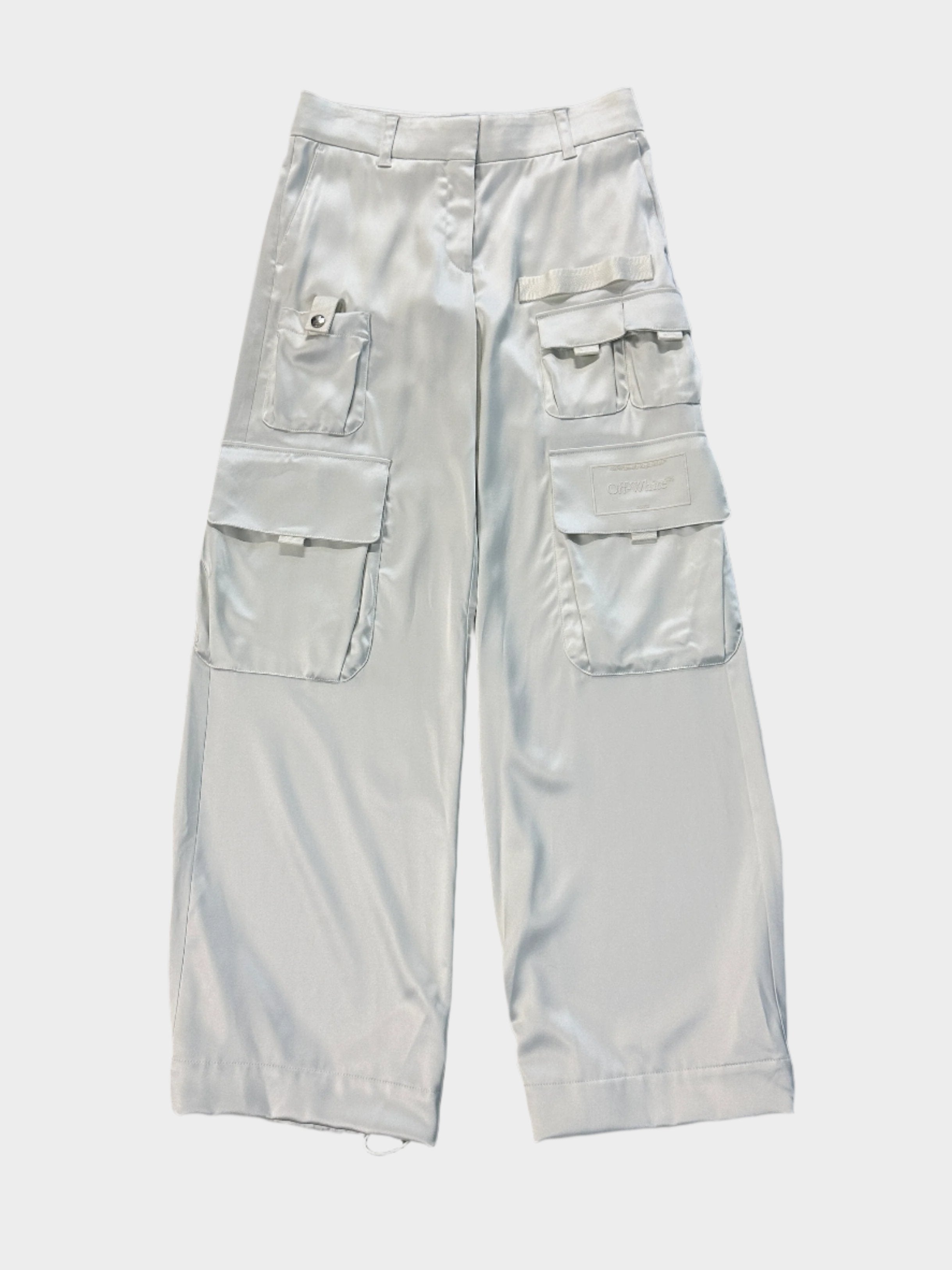 Satin Silver Cargo Trousers