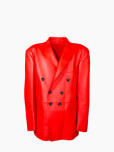 Blazer Doppiopetto In Pelle Rosso -  | Qlhype