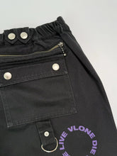 Black Pants With Purple Print And Utility Details -  | dBlank