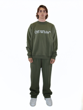 Military Green Sweatshirt With White Logo On The Chest -  | Qlhype