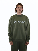 Military Green Sweatshirt With White Logo On The Chest -  | Qlhype