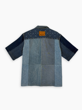 Camicia In Denim Patchwork A Maniche Corte - Blu | dBlank