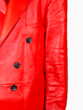 Blazer Doppiopetto In Pelle Rosso -  | Qlhype