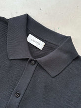 Mesh Polo Cardigan - Black | dBlank