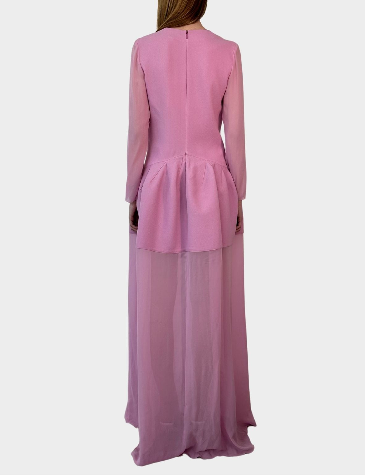 Abito Lungo In Crêpe Rosa