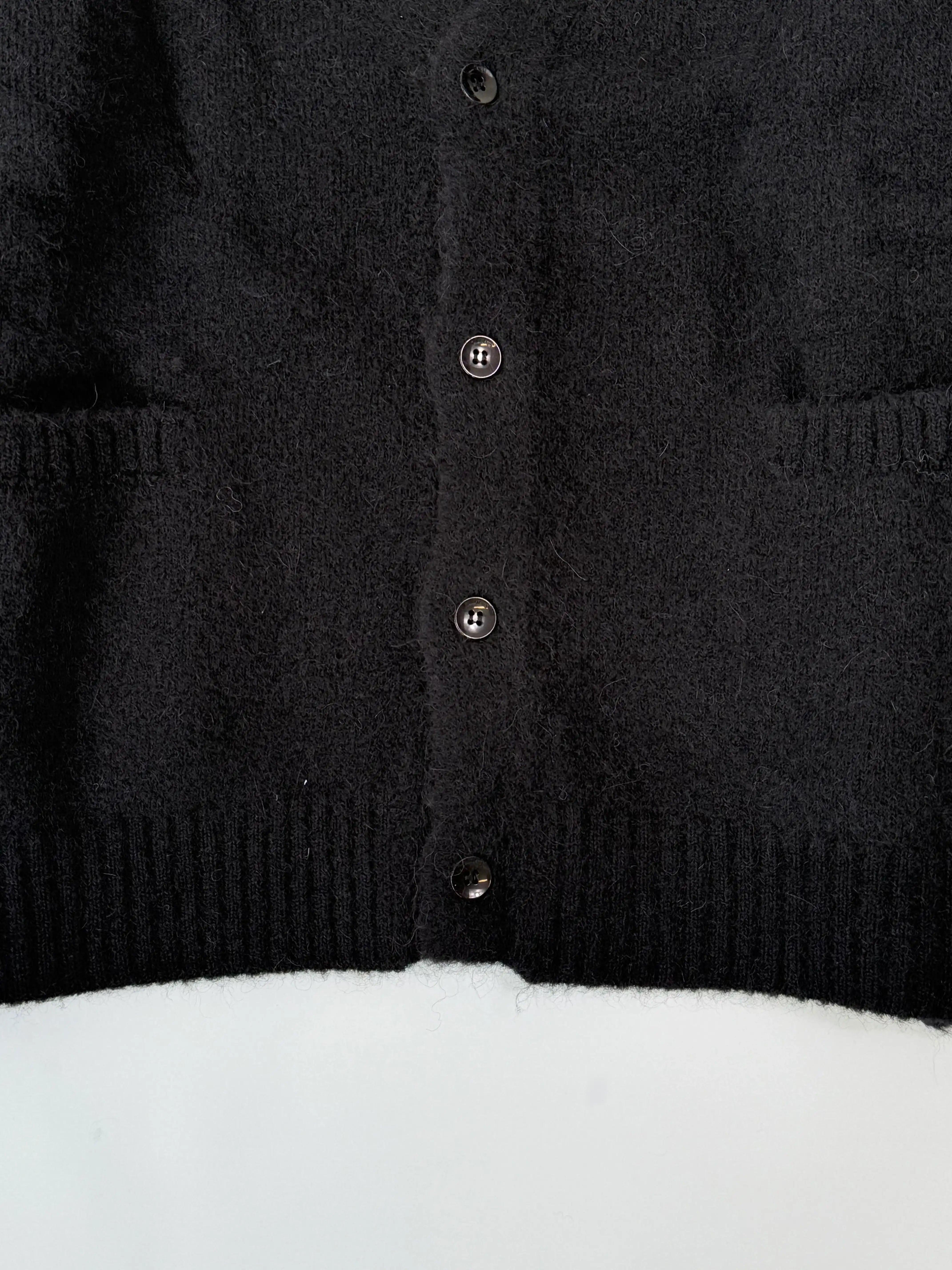Cardigan Nero In Lana Spazzolata