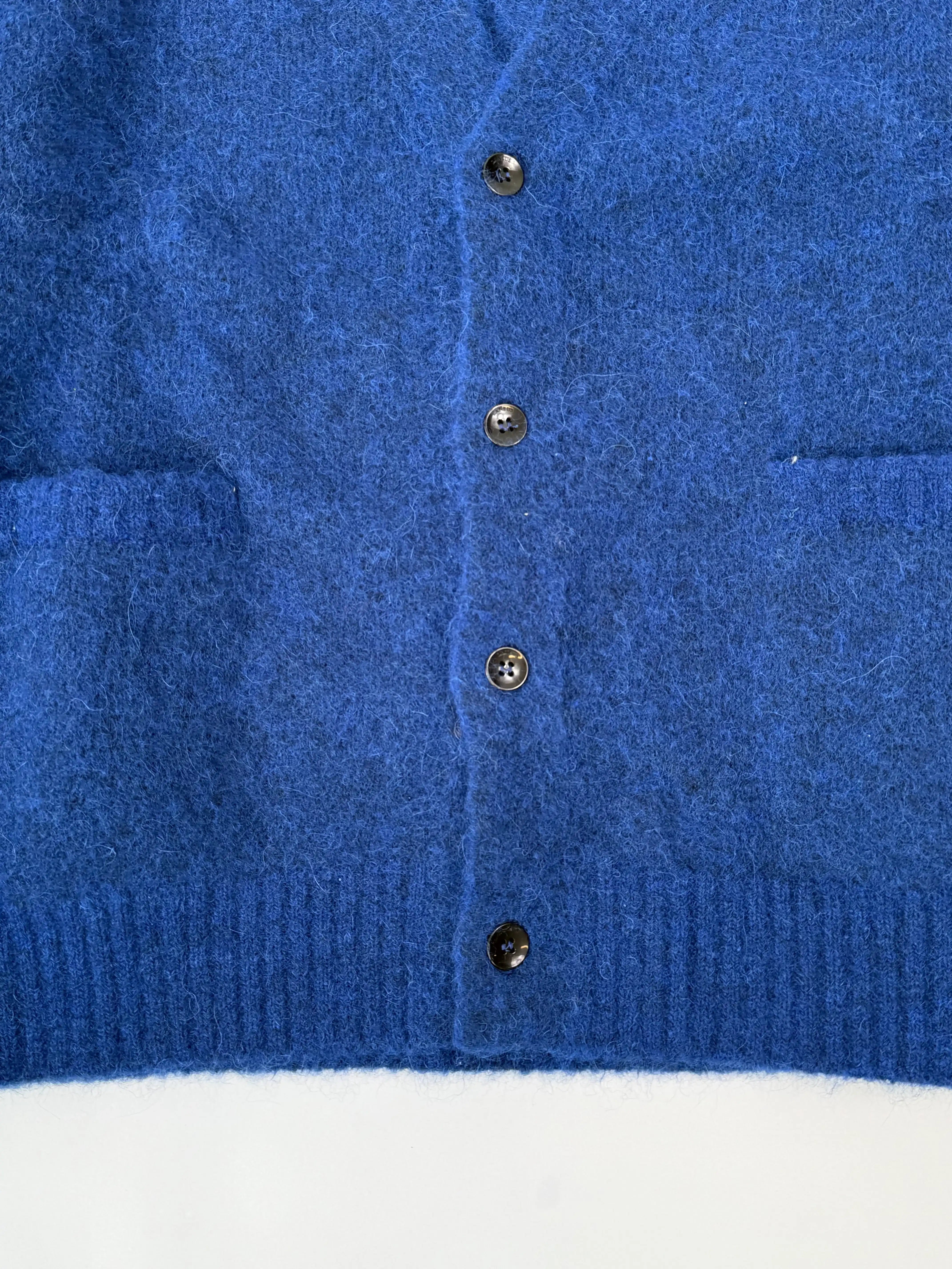 Cardigan Blu In Lana Spazzolata