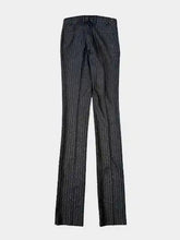 Gray Lurex Pinstriped Trousers -  | dBlank