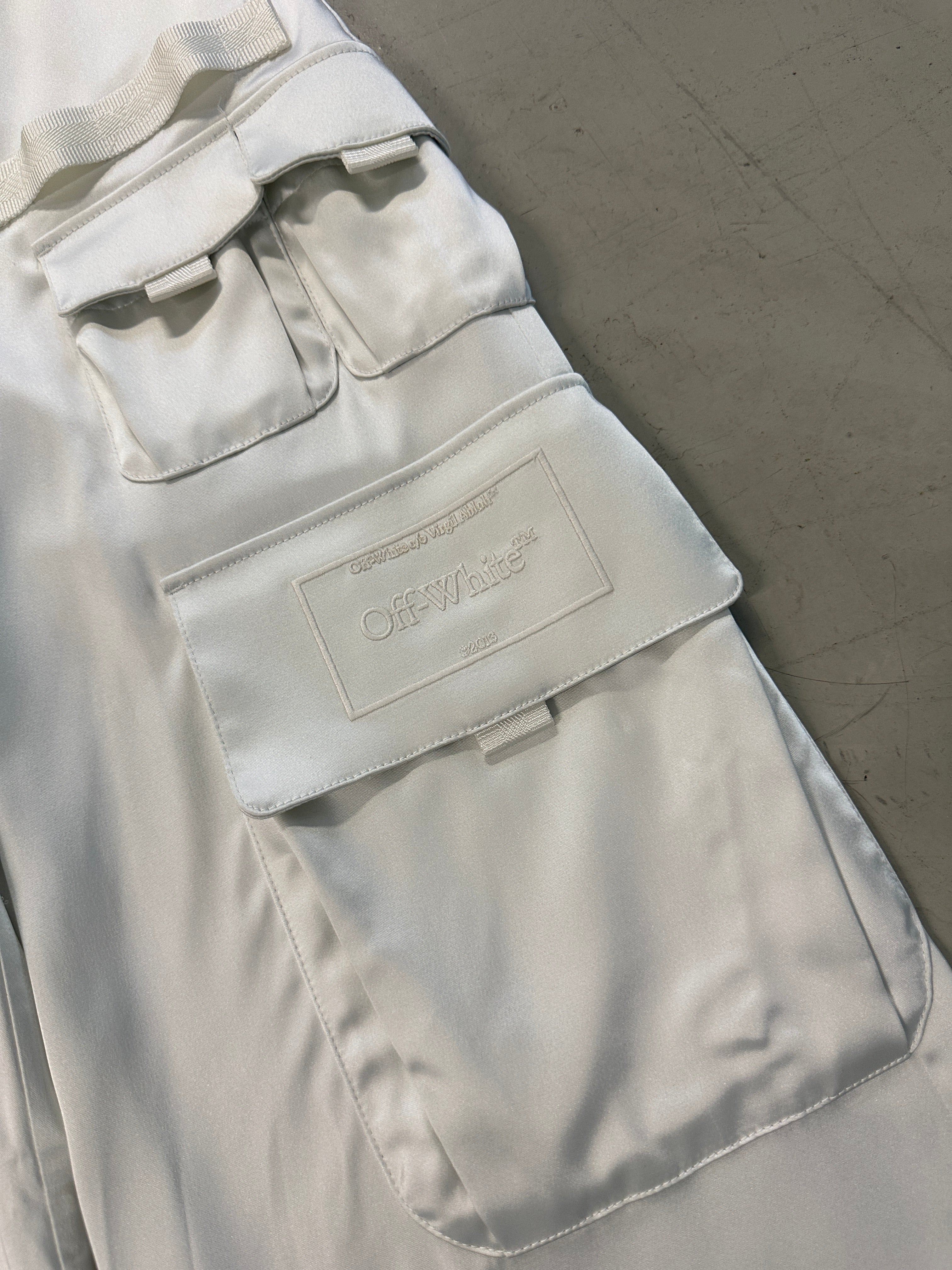 Satin Silver Cargo Trousers