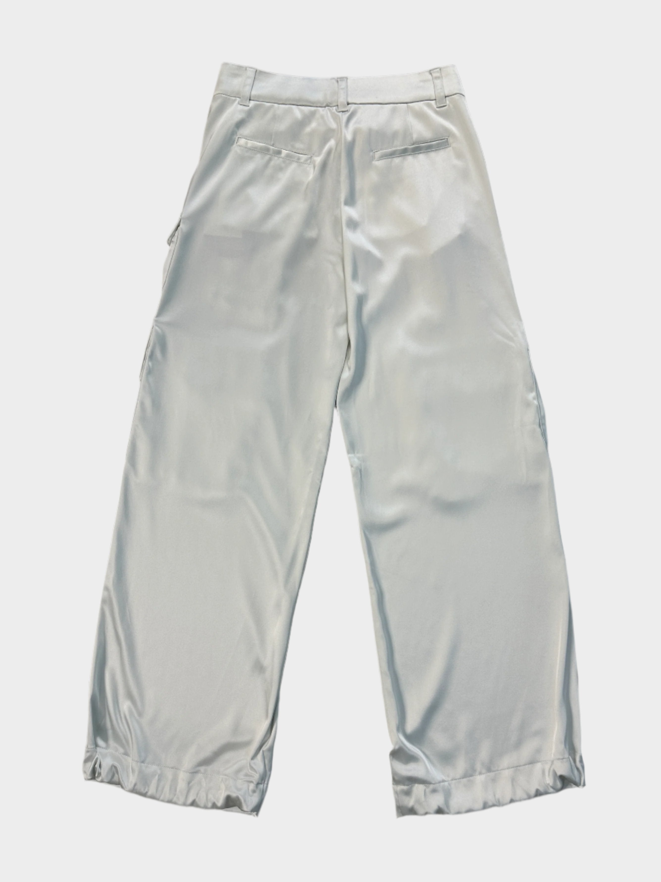 Satin Silver Cargo Trousers