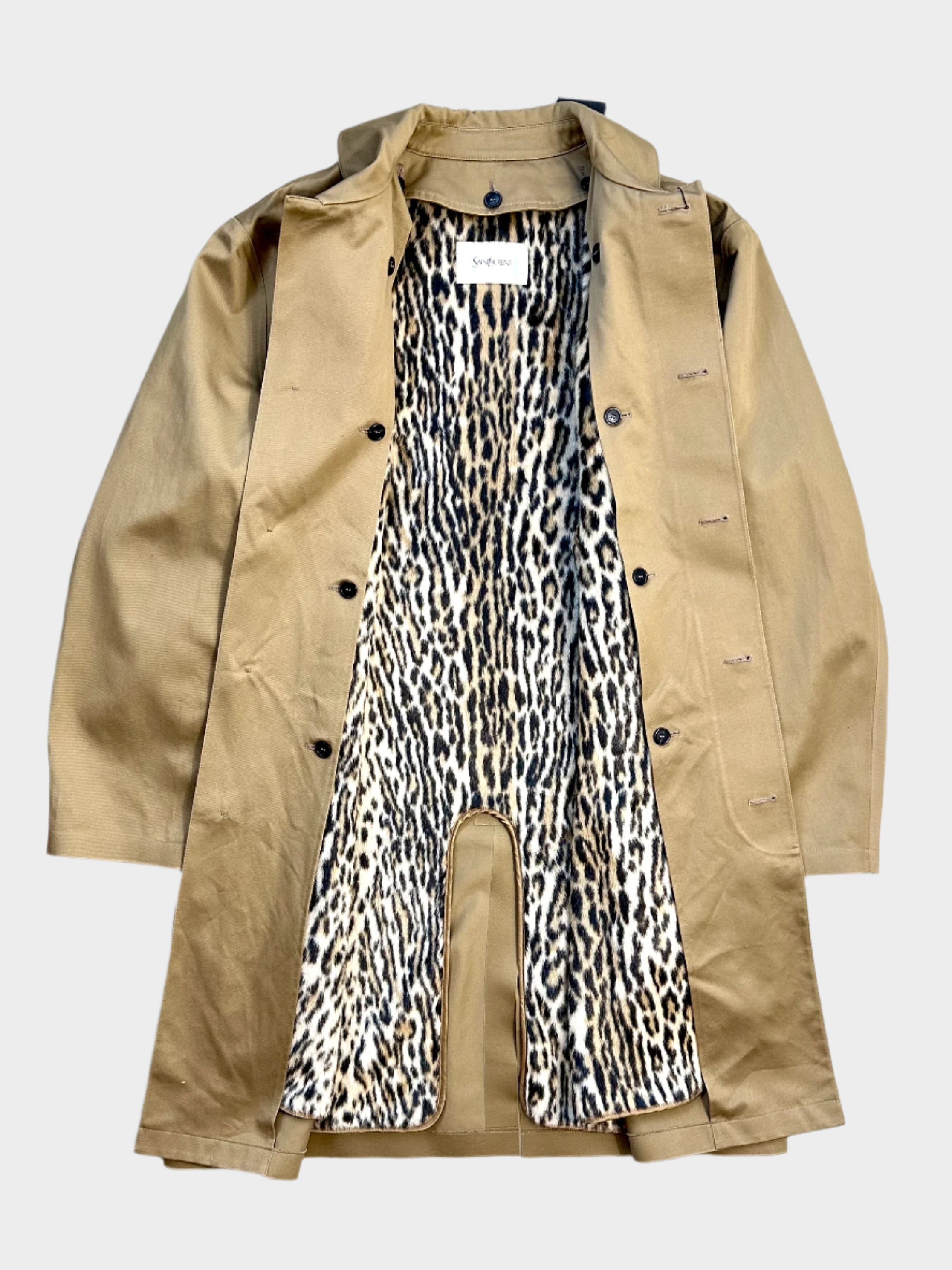 Saint Laurent x Mackintosh Leopard Lined Coat