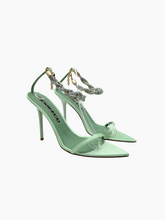Sandra Sandals in Aqua Green Satin -  | dBlank