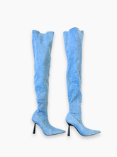 Stivali Alti In Denim A Punta Con Tacco -  | dBlank