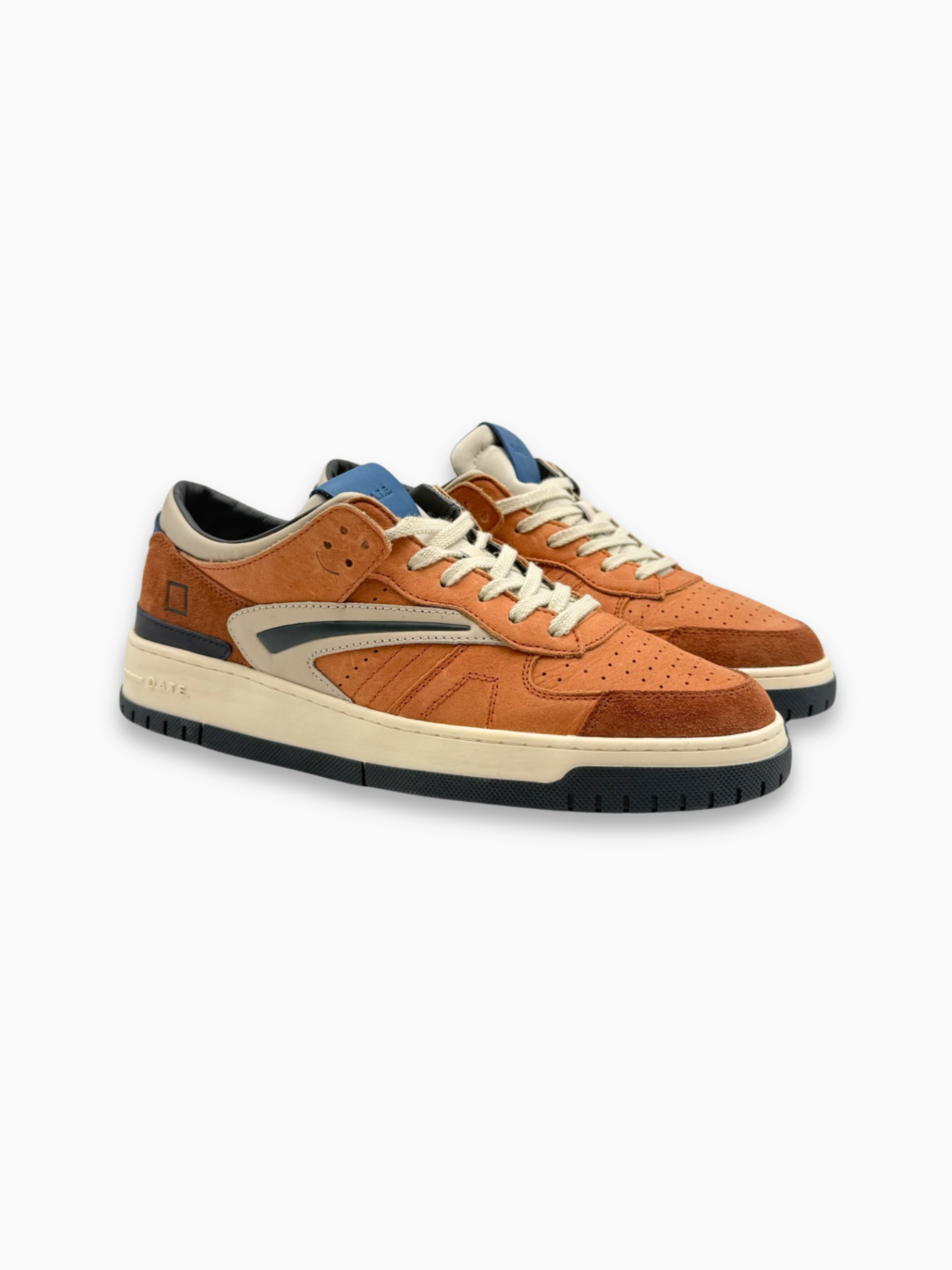 Sneakers Marroni E Blu In Pelle E Suede