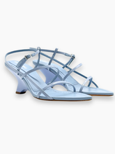 Blue Sandals with Straps and Sculptural Heel -  | dBlank