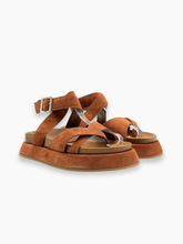 Sandalo In Pelle Scamosciata Marrone Con Zeppa -  | dBlank