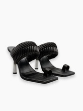 Black Satin Sandals with Braided Band -  | dBlank