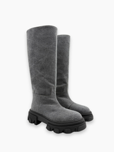 Stivali Grigi In Denim Con Suola Chunky -  | dBlank