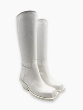 Stivali Bianchi In Pelle Con Tacco Scultoreo - Bianco | dBlank