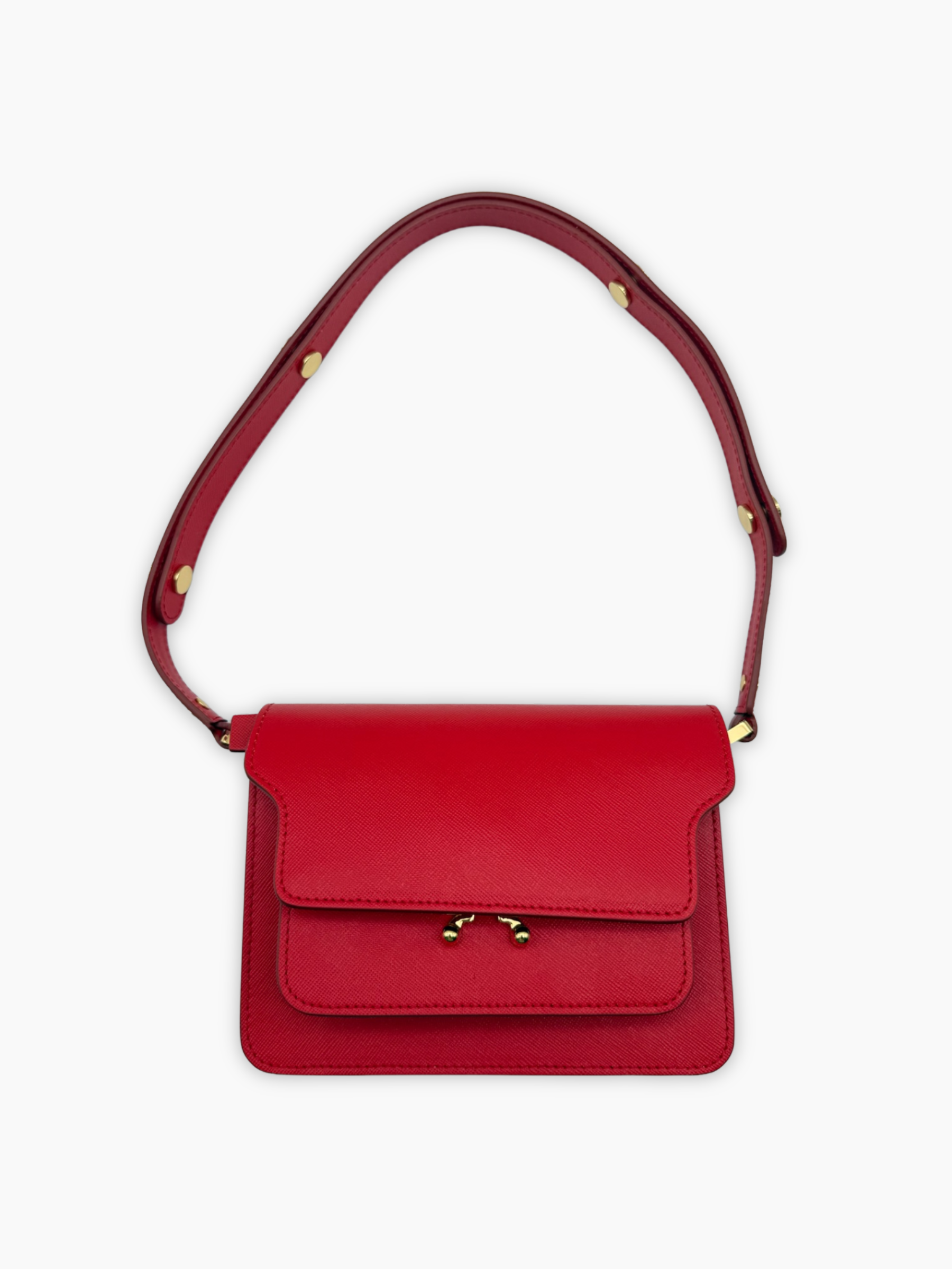 Borsa Trunk In Pelle Saffiano Rossa