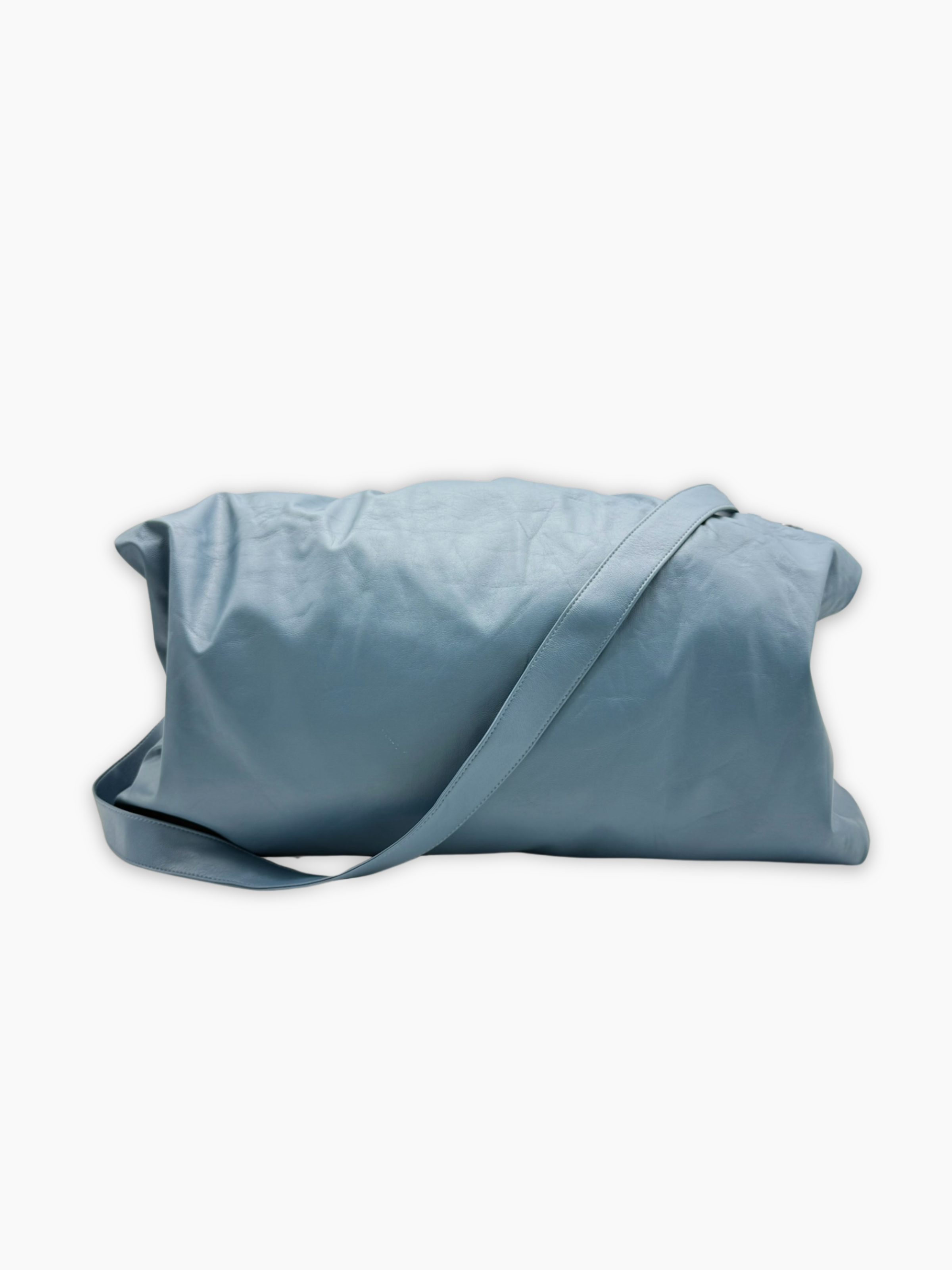 Borsa Azzurra Maxi In Pelle Con Tracolla