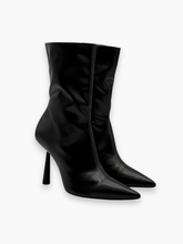 Rosie High Heel Black Leather Ankle Boots with Stiletto Heel -  | dBlank