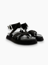 Black Leather Sandals With Platform Sole -  | dBlank