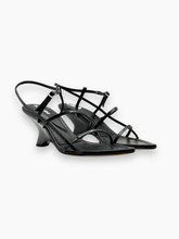 Black Sandals With Straps and Sculptural Heel -  | dBlank
