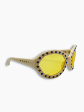 Occhiali Da Sole Gialli Con Montatura Panna E Cristalli Blu - Giallo | dBlank