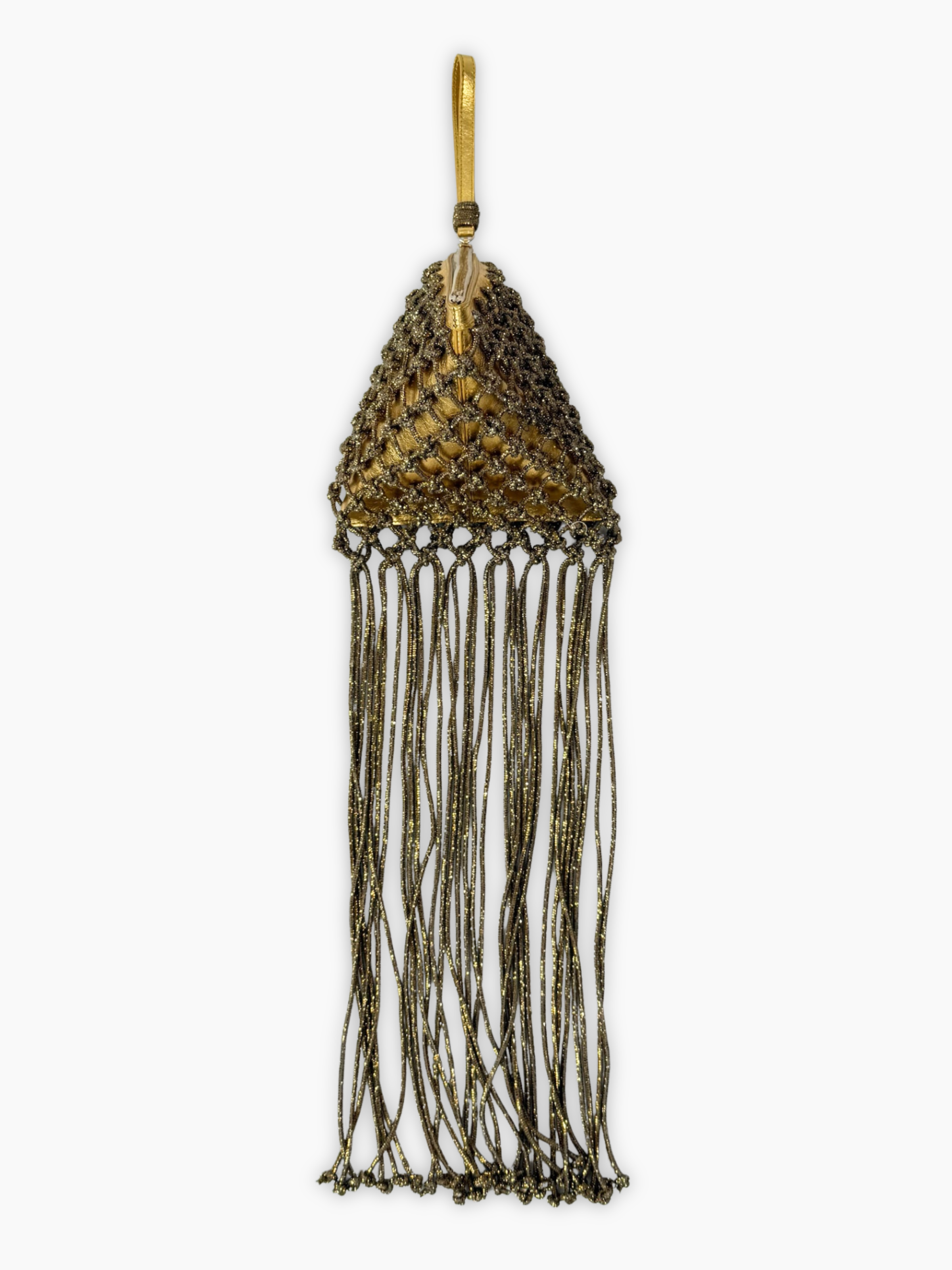 Borsa Pyramid Oro Con Maxi Frange