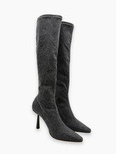 Stivali Alti In Tessuto Grigio Con Tacco -  | dBlank