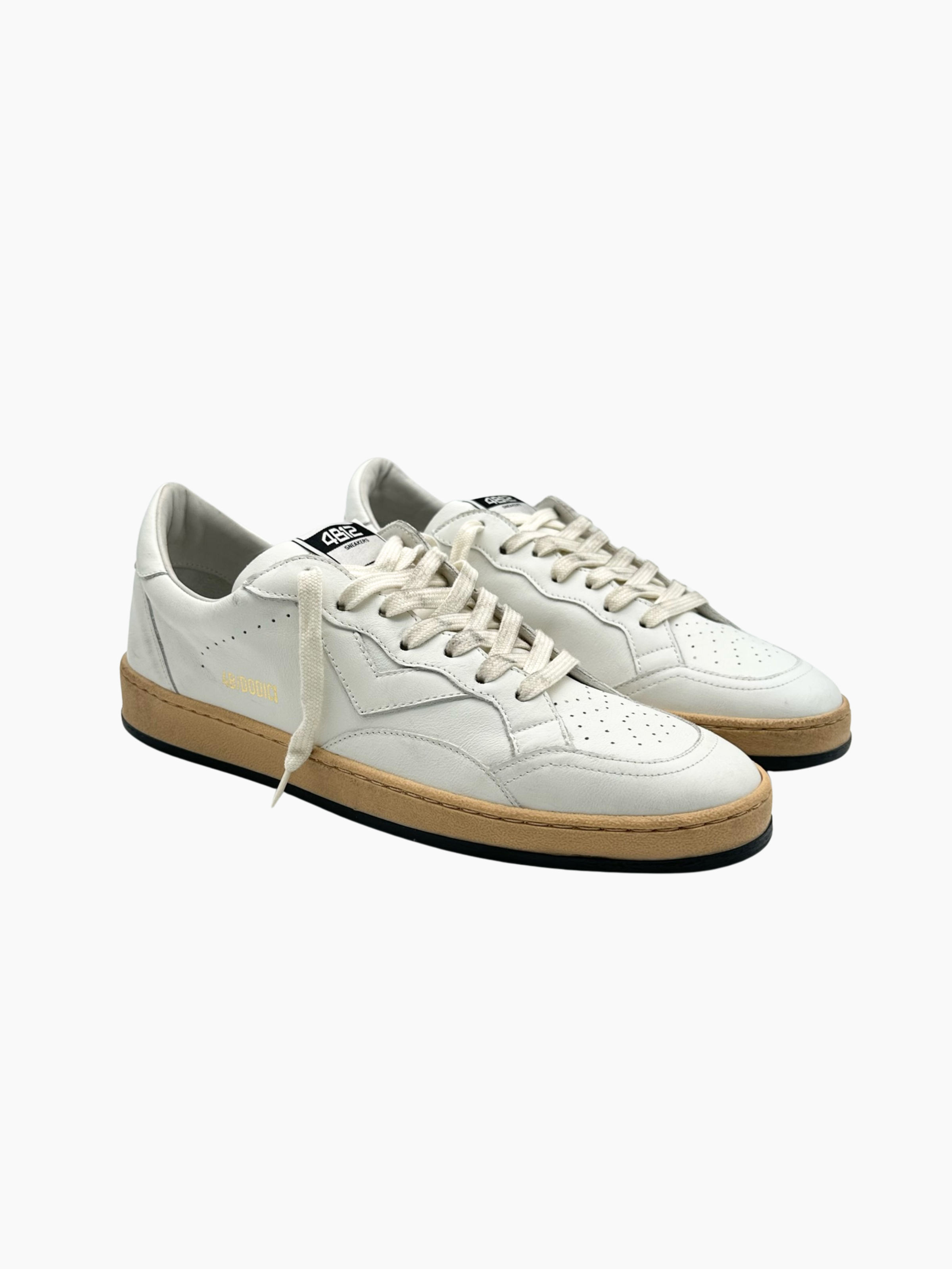 Playnew White Sneakers With Beige Sole