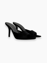 Perni Black Velvet Thin Heel Mules Sandals -  | dBlank