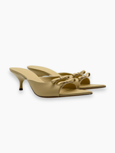 Beige Mules With Mini Bow And Kitten Heel -  | dBlank