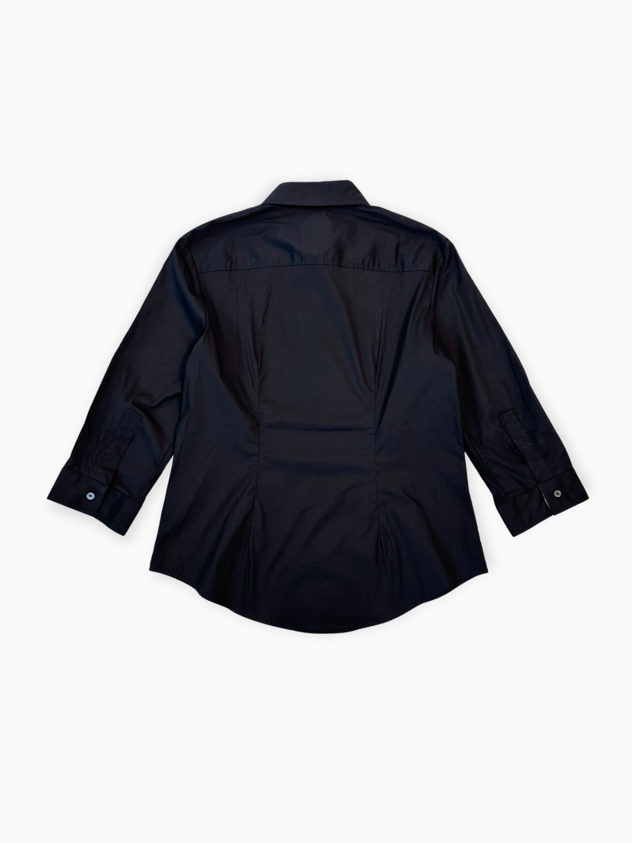 Burberry Black Cotton Shirt with Check Collar