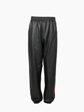 Pantaloni In Pelle Nera Con Banda Rossa - Nero | Qlhype