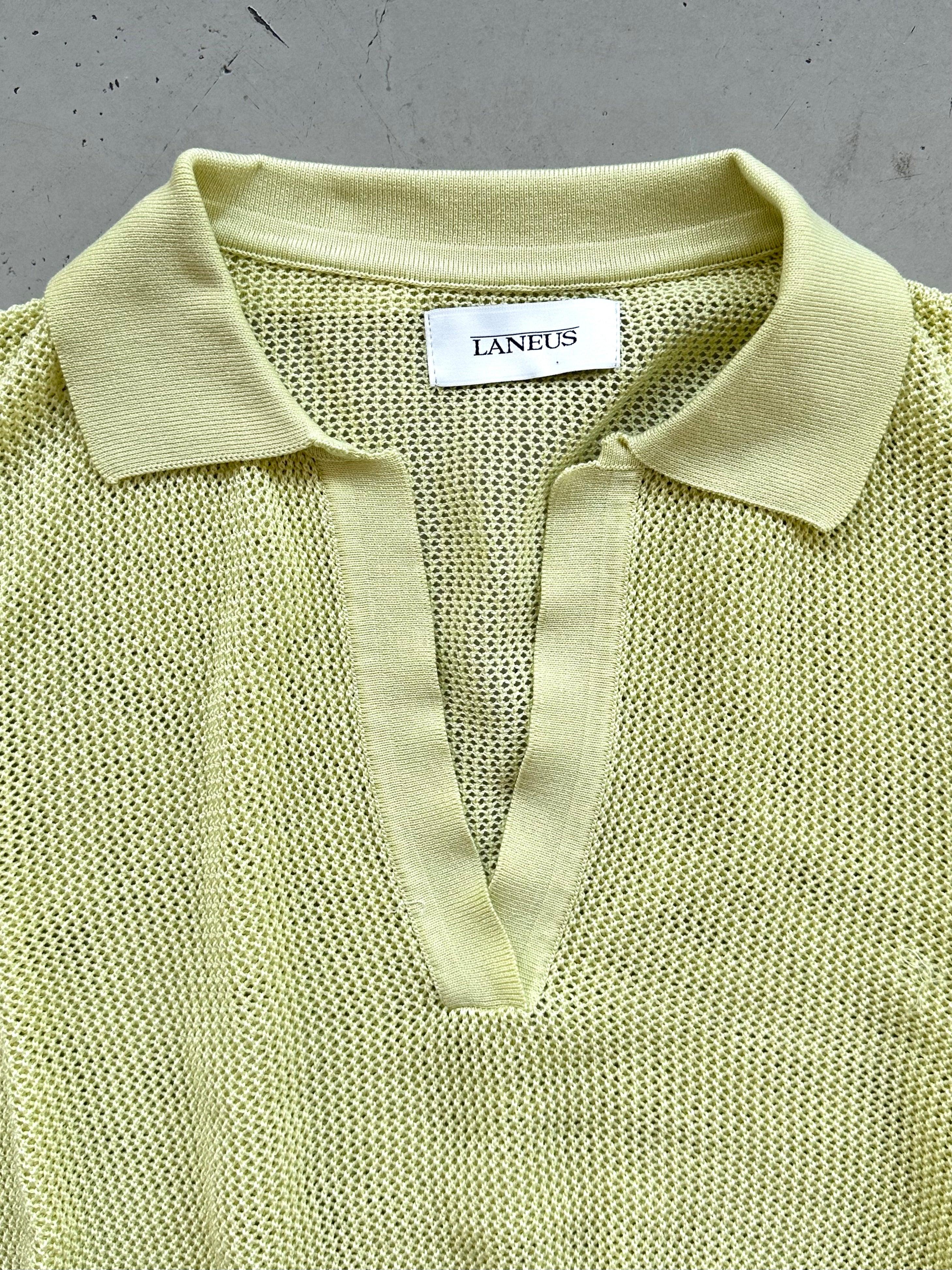 Cropped Mesh Polo Yellow