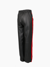 Pantaloni In Pelle Nera Con Banda Rossa - Nero | Qlhype