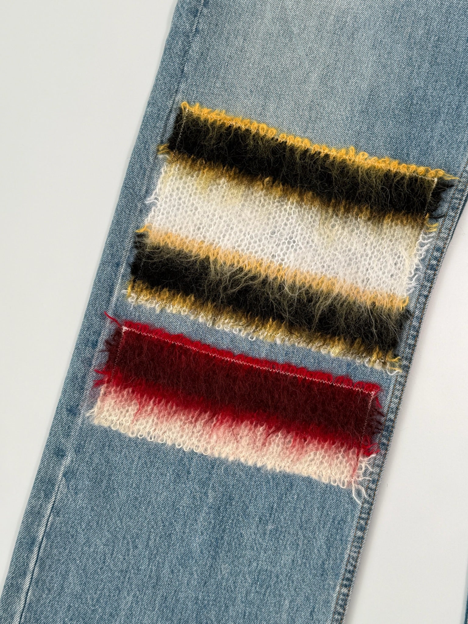 Jeans A Gamba Dritta Con Inserti In Maglia Multicolor