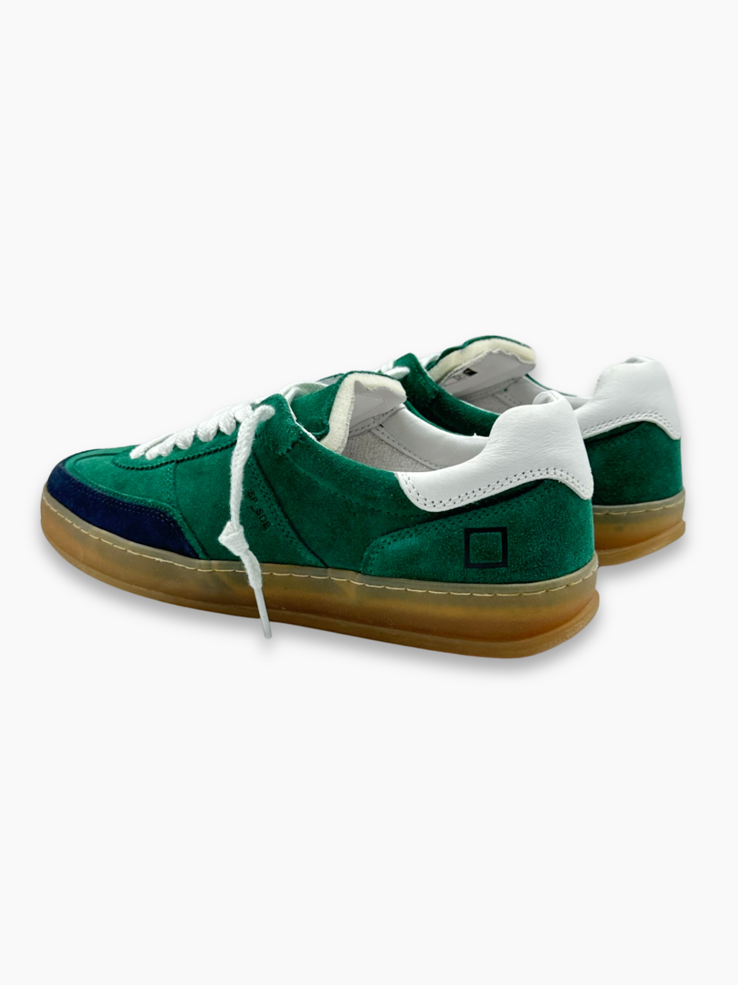 Sneakers Sporty Verde E Blu In Camoscio