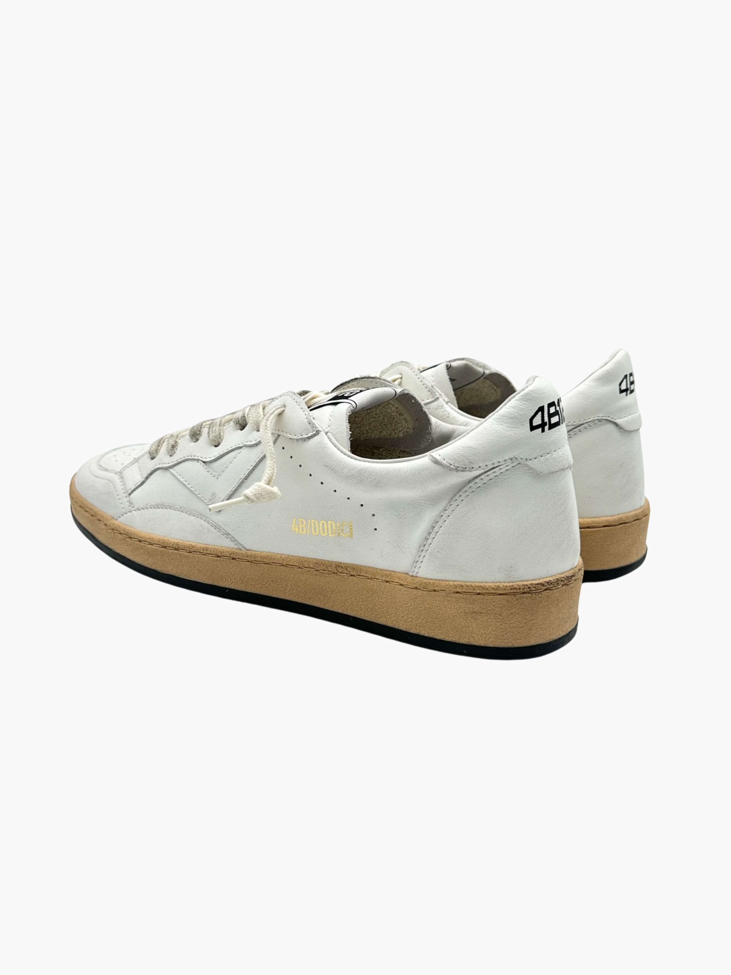 Playnew White Sneakers With Beige Sole