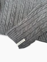 Cropped Cable Knit Sweater in Melange Grey -  | dBlank