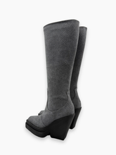 Grey Denim Wedge High Boots -  | dBlank