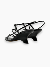 Black Sandals With Straps and Sculptural Heel -  | dBlank