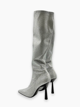 Silver Glitter Stiletto Heel High Boots -  | dBlank