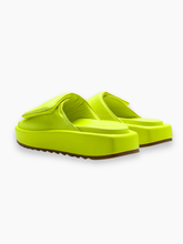 Fluorescent Yellow Leather Sandals with Platform Sole -  | dBlank