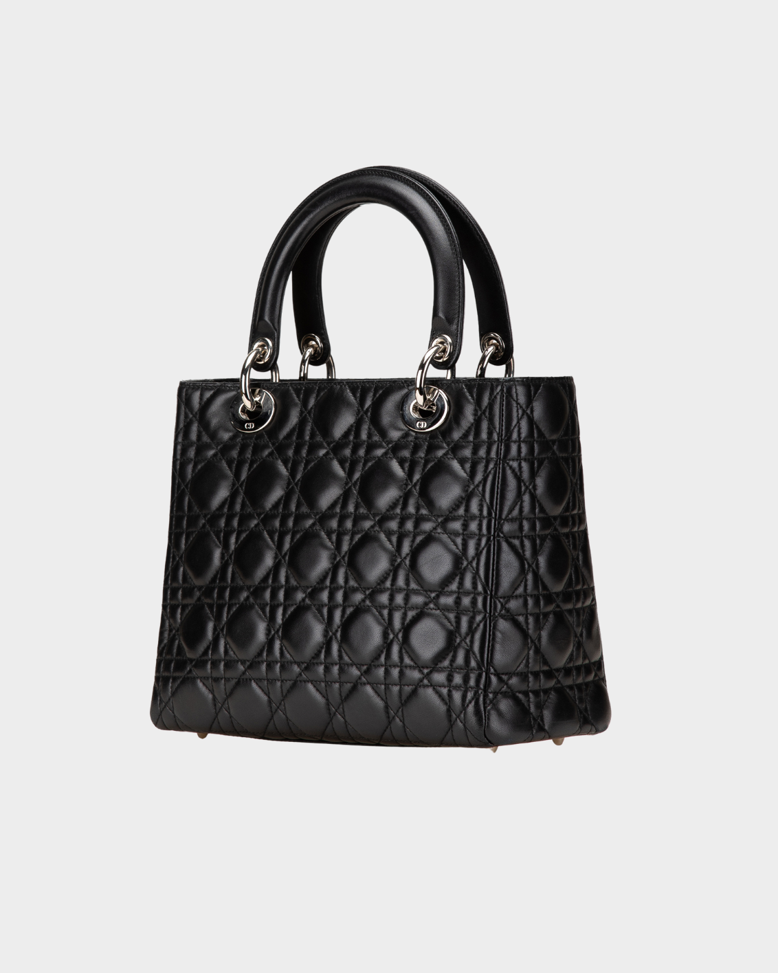 Borsa Lady Dior Nera In Pelle Cannage Con Charm Logo