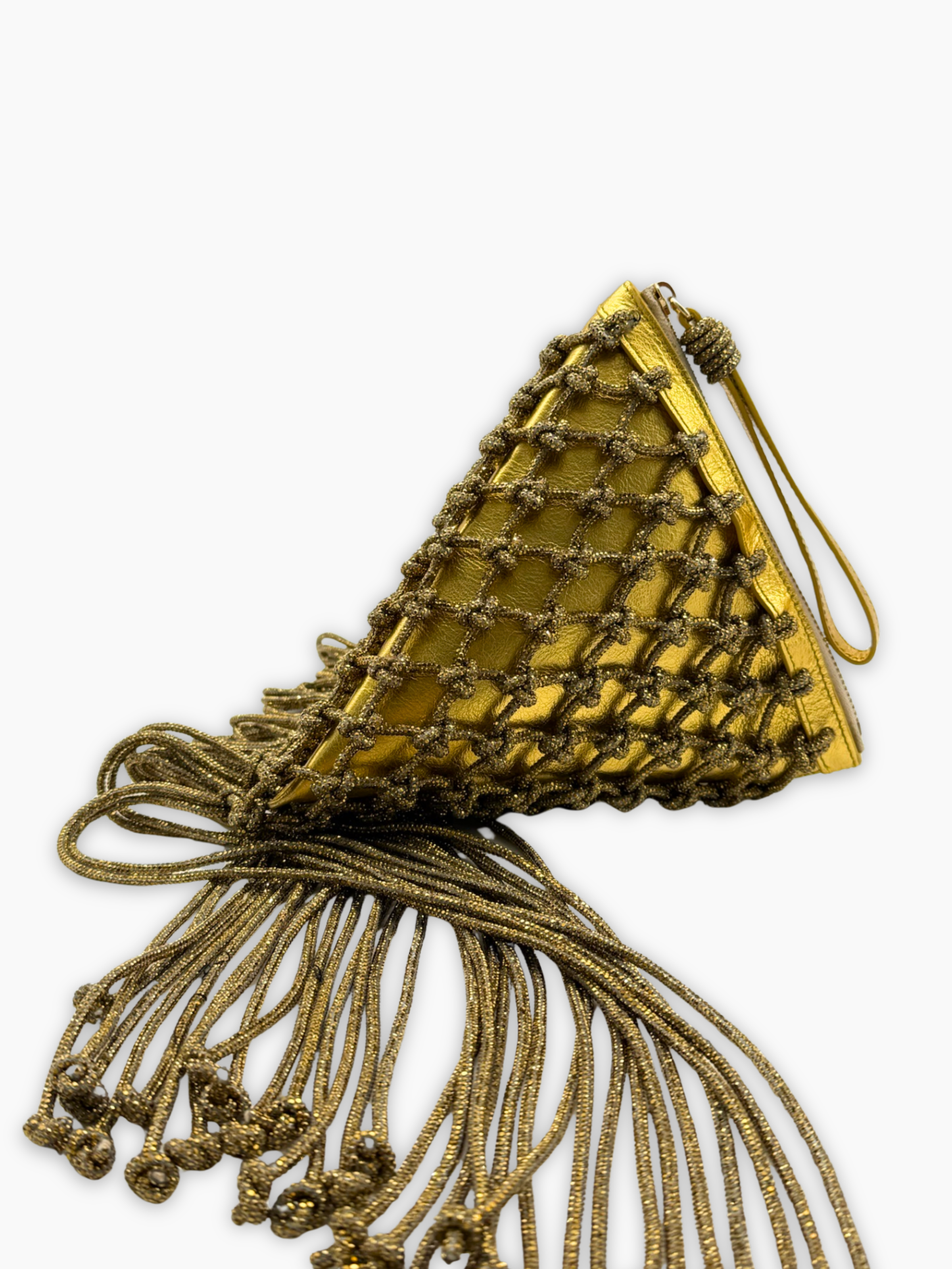 Borsa Pyramid Oro Con Maxi Frange